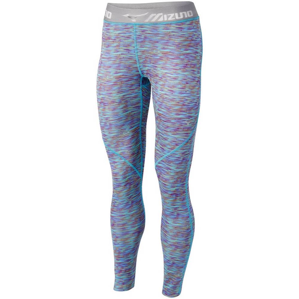 Mizuno Women's Impulse Print Long Running Tights Blue Turquoise (421736-RIZ)